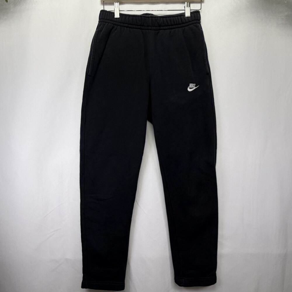Nike Pants Mens Small Black Fleece Sweatpants Swoosh Logo Joggers Pocket